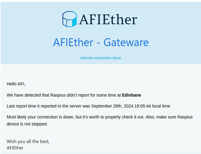 Gateware internet down